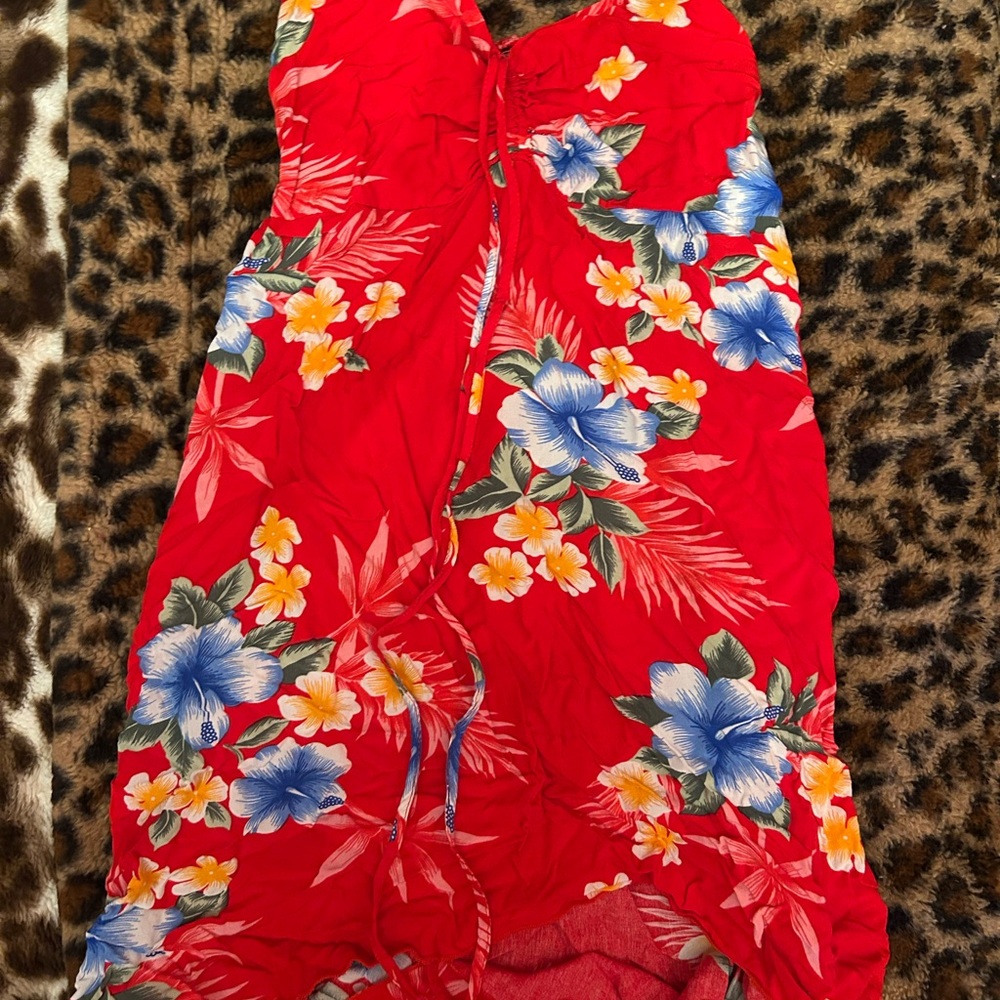 Floral Red Dress